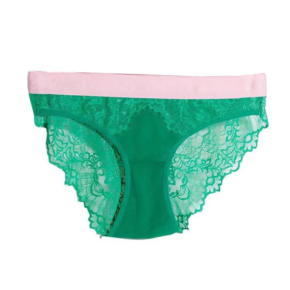 Lemonade Dolls Synergy lace and mesh briefs in green with pink trim